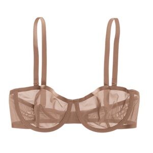 NWOT Cuup 30E (DD) The Balconette Mesh Underwire Cup Back Hook Closure in Taupe